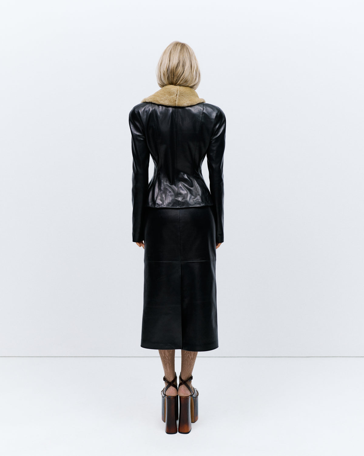 LEATHER JACKET WITH FUR COLLAR