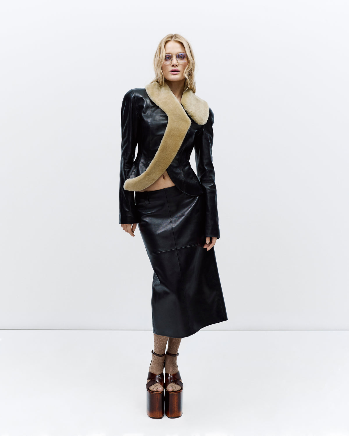 LEATHER MIDI SKIRT