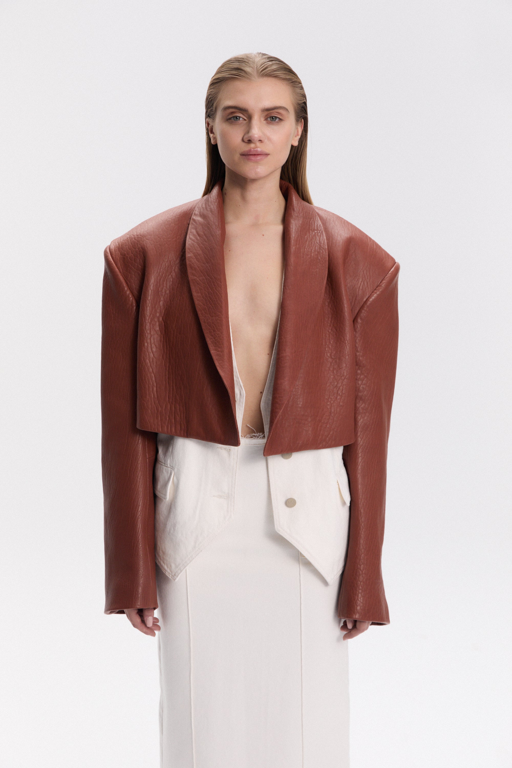 ELAINE BLAZER IN GINGER LEATHER