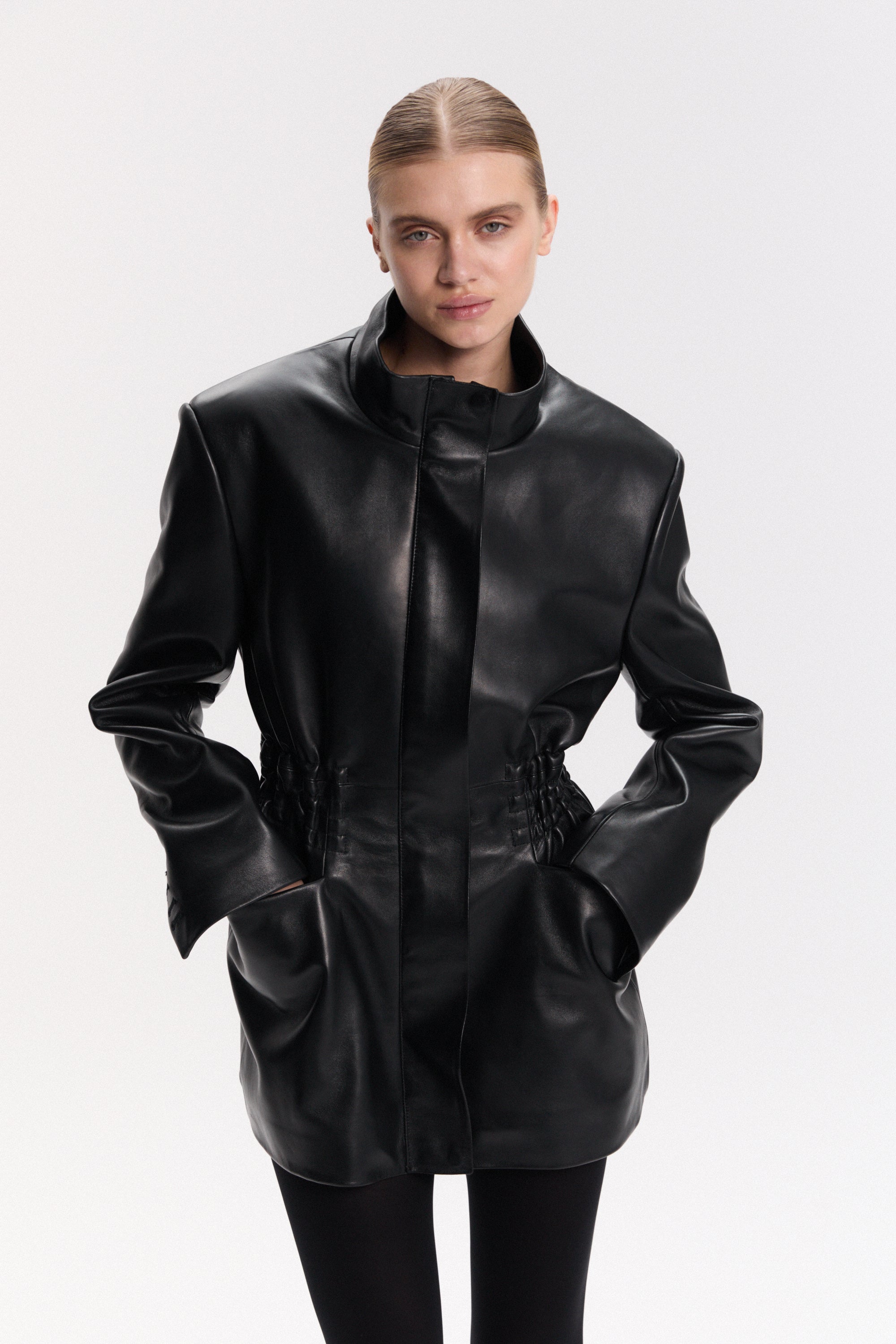 KHAZALI WITH HIGH COLLAR IN BLACK