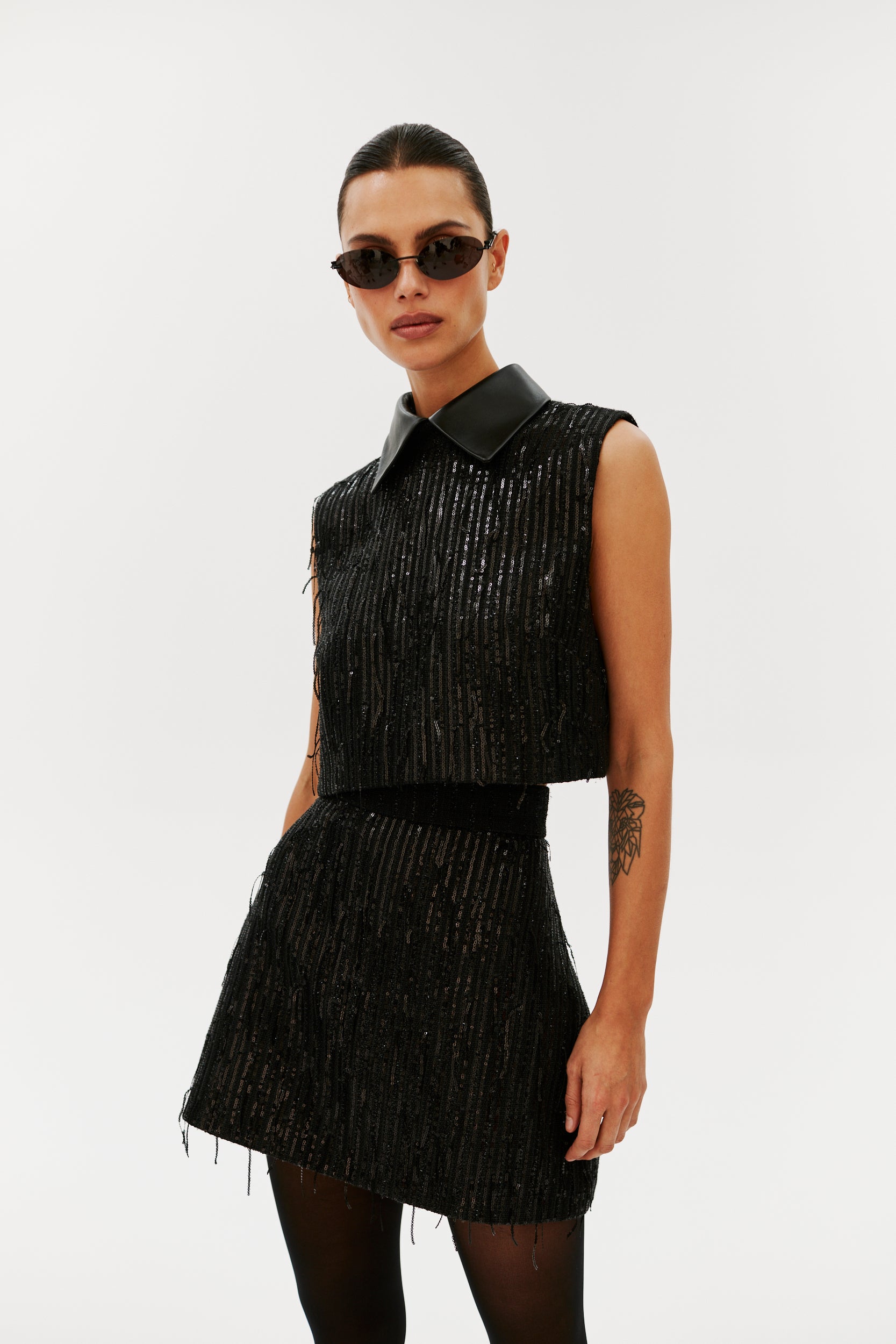 TONYA SKIRT IN BLACK SEQUIN