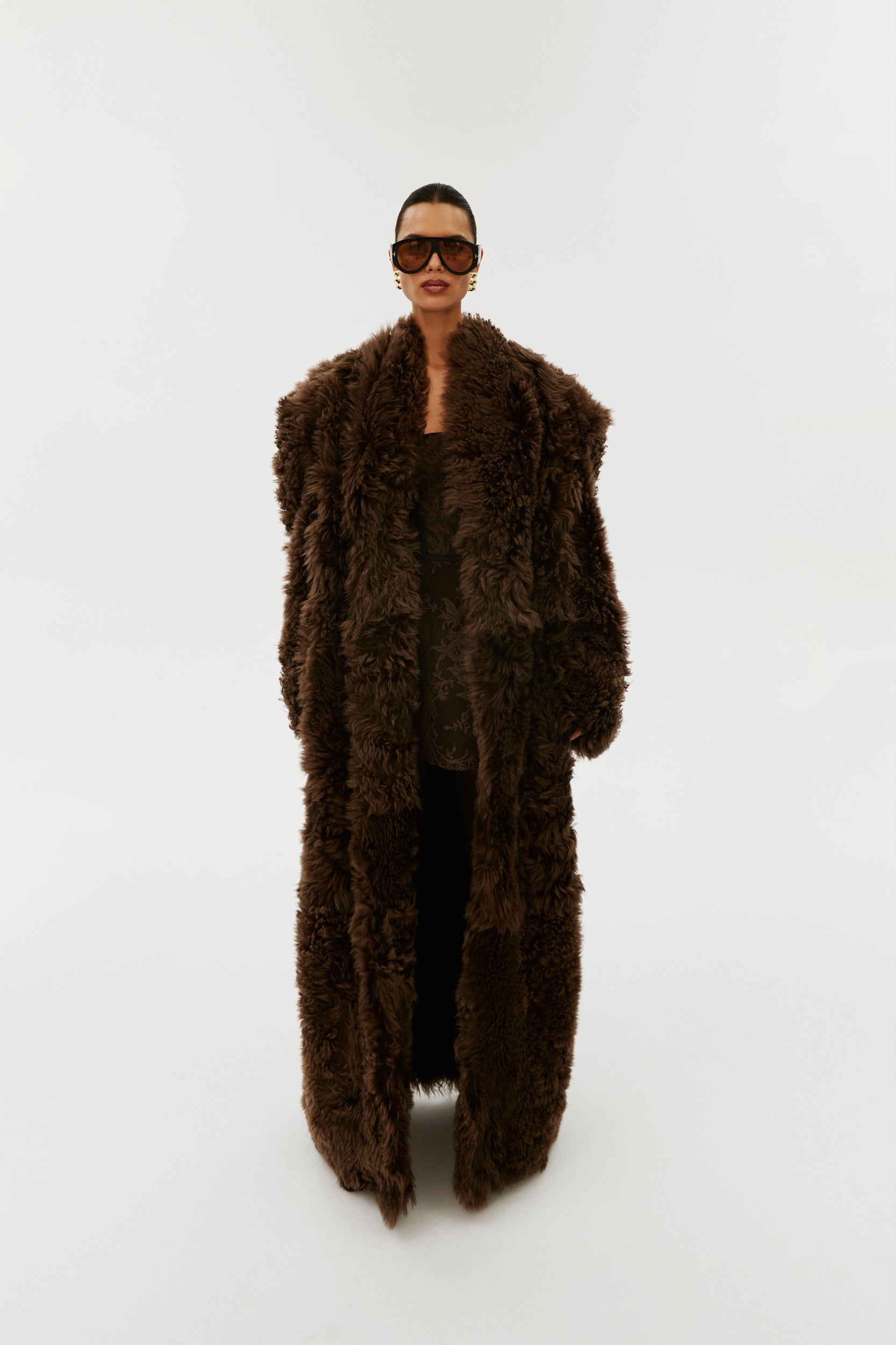 GENOA MAXI FUR IN BROWN