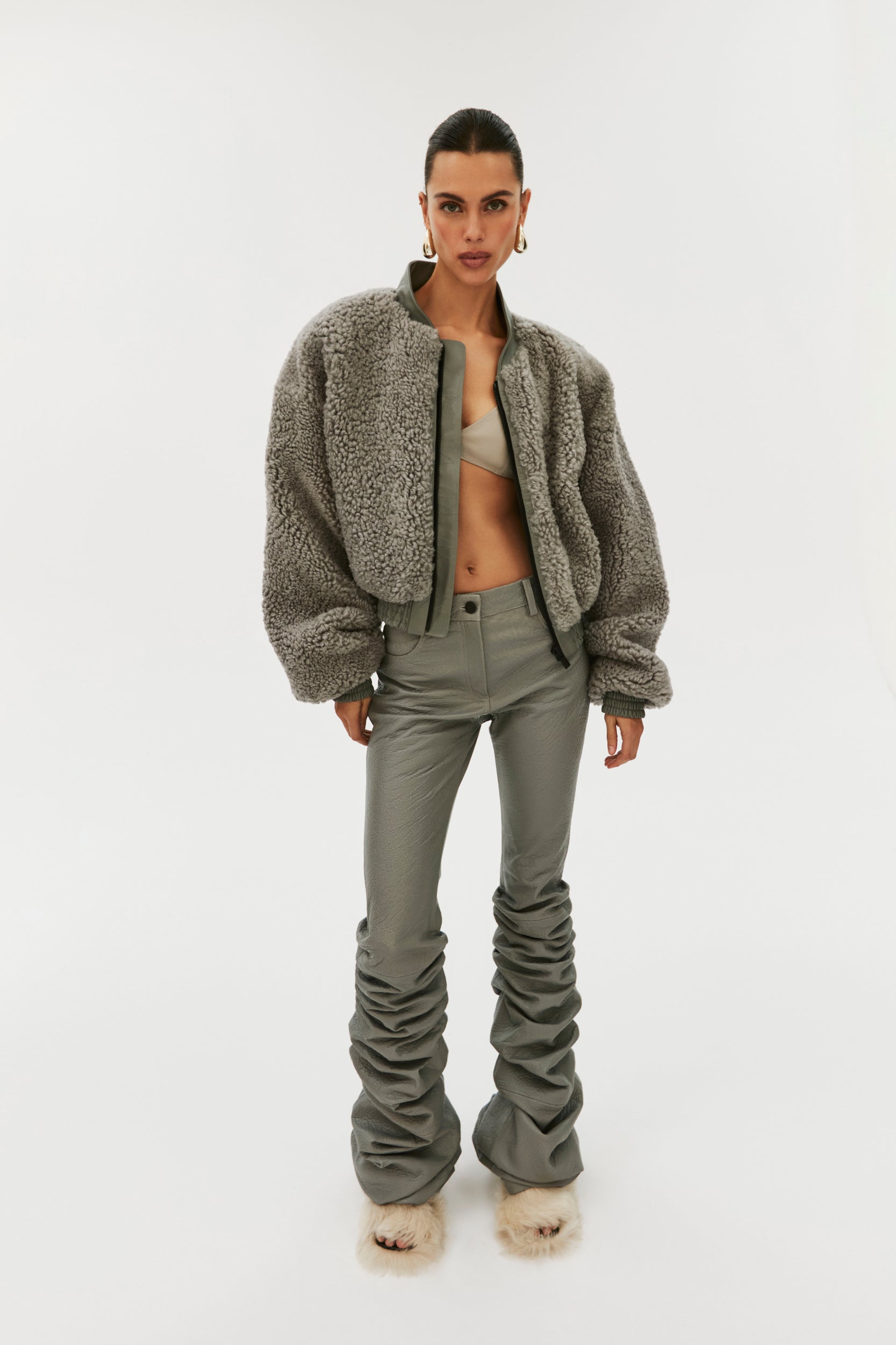 LANA PANTS IN GREY LEATHER