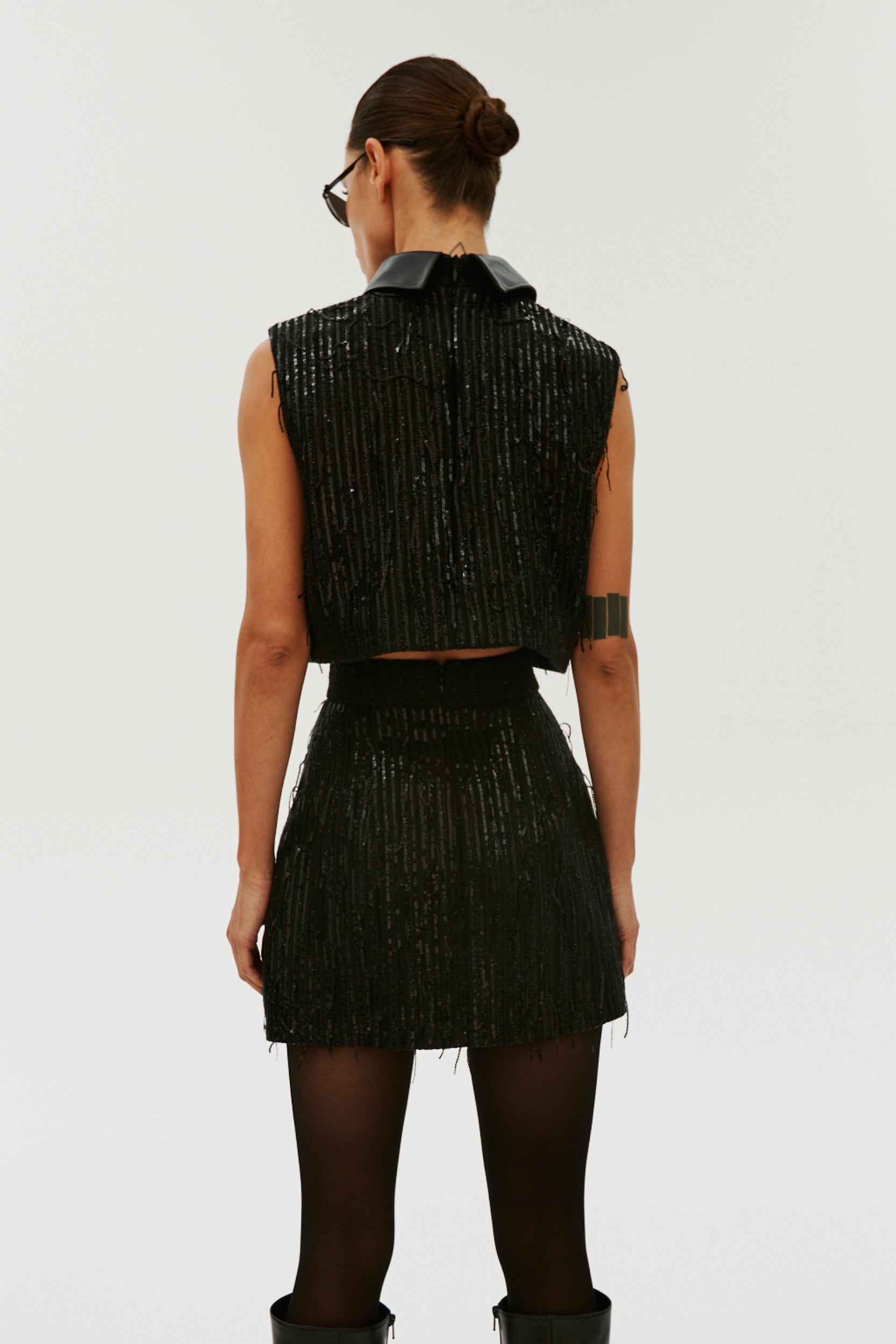 TONYA SKIRT IN BLACK SEQUIN