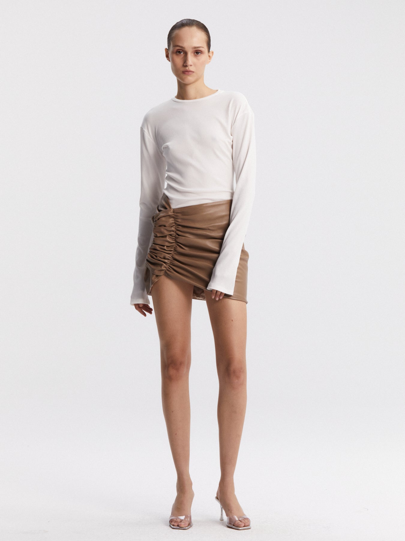 Wishaw Leather Skirt Taupe