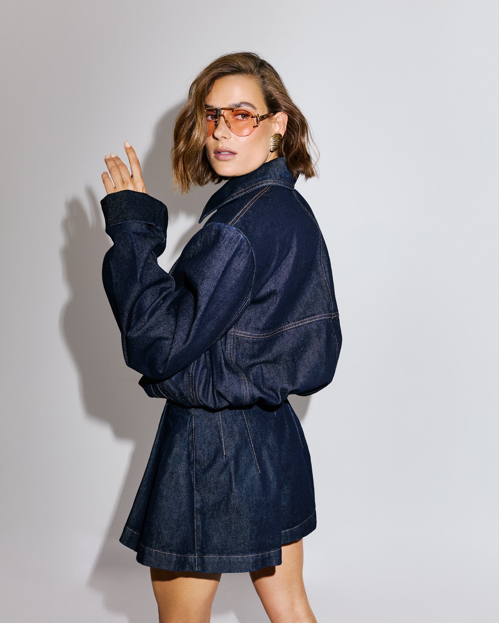 CROPPED DENIM BOMBER