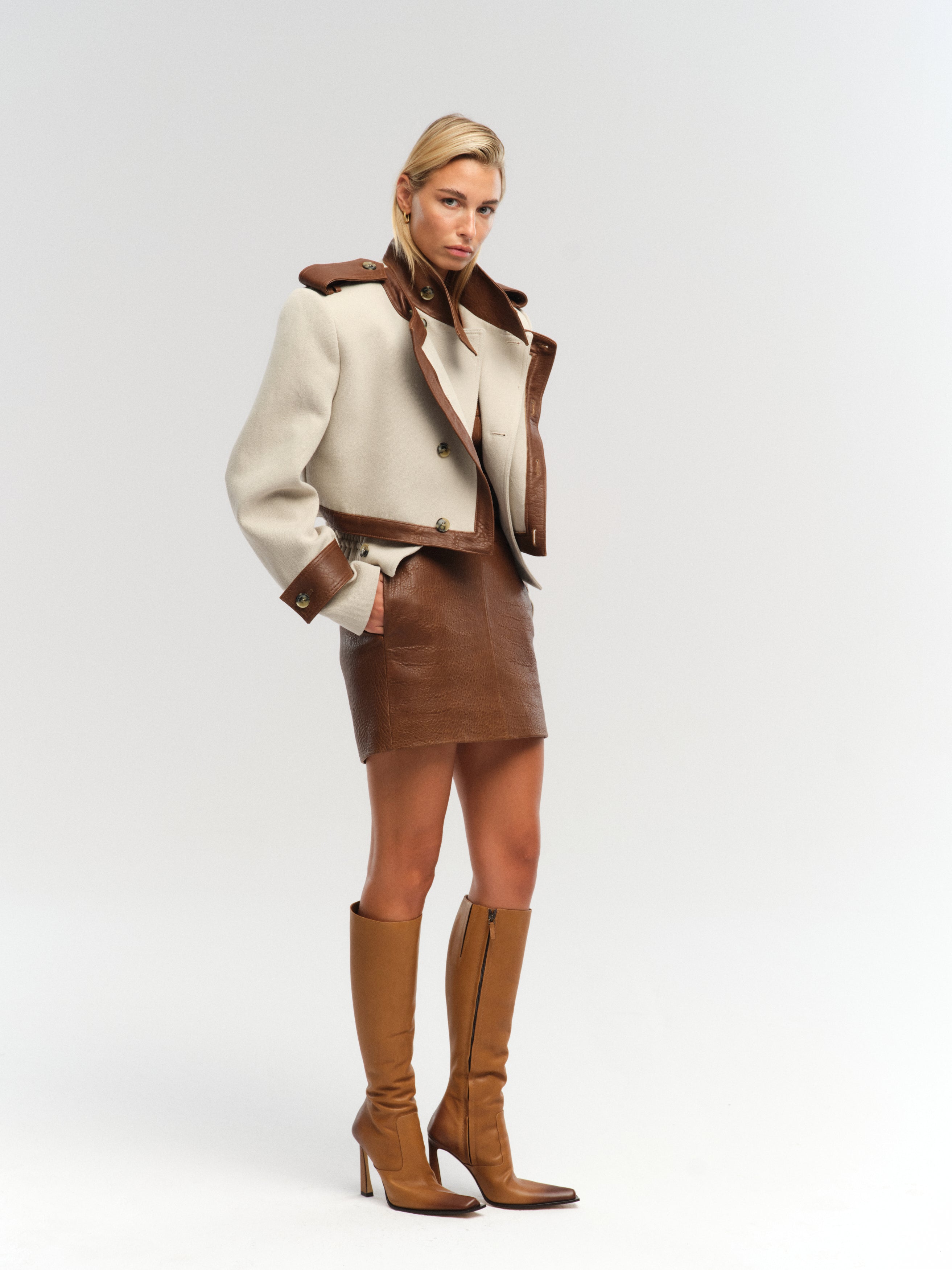 ジャケット THE MANNEI Women Outer MaricaBlazer BEIGE Beige le-mans-beige-leather-jacket-