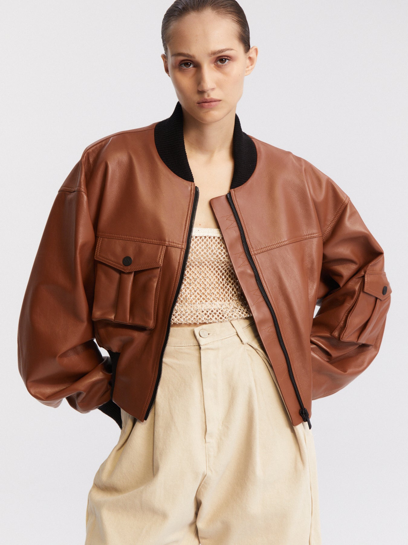 ISSY LEATHER BOMBER
