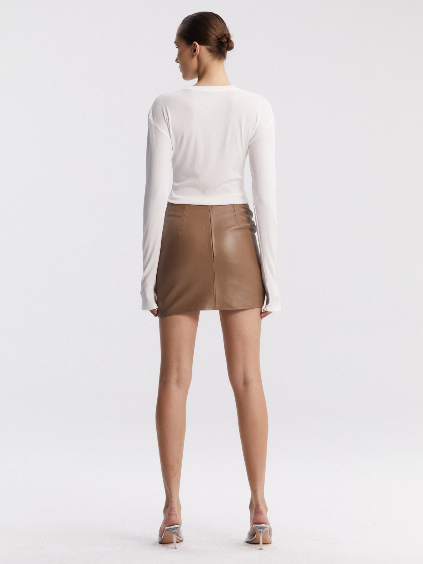 Wishaw Leather Skirt Taupe